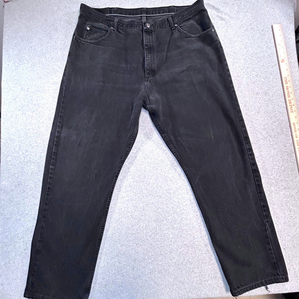 Wrangler Hero Authentic Jeans Mens 42x32 Black Relaxed Straight Workwear Vintage